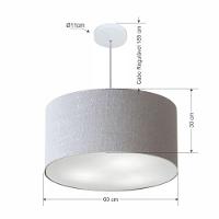Lustre Pendente Cilíndrico Md-4080 Cúpula Em Tecido 60x30cm Rustico Cinza - Bivolt - 2