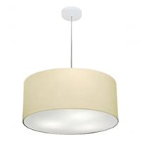 Lustre Pendente Cilíndrico Md-4049 Cúpula Em Tecido 50x21cm Algodão Crú - Bivolt