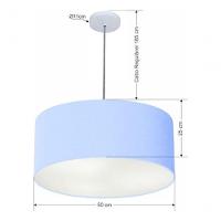 Lustre Pendente Cilíndrico Md-4100 Cúpula Em Tecido 50x25cm Azul Bebê - Bivolt - 5