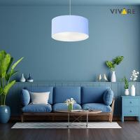 Lustre Pendente Cilíndrico Md-4100 Cúpula Em Tecido 50x25cm Azul Bebê - Bivolt - 6