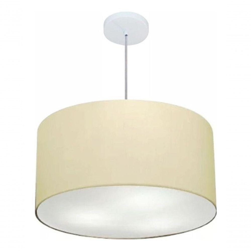 Lustre Pendente Cilíndrico Md-4101 Cúpula Em Tecido 60x30cm Algodão Crú - Bivolt - 4