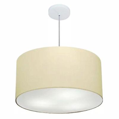 Lustre Pendente Cilíndrico Md-4101 Cúpula Em Tecido 60x30cm Algodão Crú - Bivolt