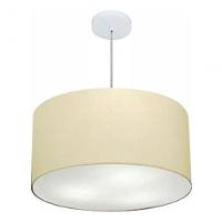 Lustre Pendente Cilíndrico Md-4101 Cúpula Em Tecido 60x30cm Algodão Crú - Bivolt