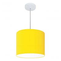 Lustre Pendente Cilíndrico Md-4054 Cúpula Em Tecido 30x21cm Amarelo - Bivolt - 3