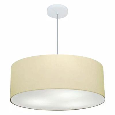 Lustre Pendente Cilíndrico Md-4079 Cúpula Em Tecido 60x21cm Algodão Crú - Bivolt