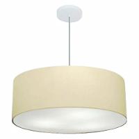 Lustre Pendente Cilíndrico Md-4079 Cúpula Em Tecido 60x21cm Algodão Crú - Bivolt - 1