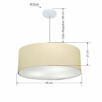 Lustre Pendente Cilíndrico Md-4079 Cúpula Em Tecido 60x21cm Algodão Crú - Bivolt - 2