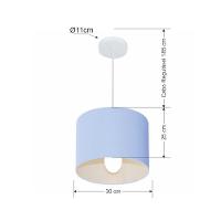 Lustre Pendente Cilíndrico Md-4113 Cúpula Em Tecido 30x25cm Azul Bebê - Bivolt - 2