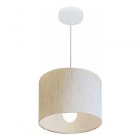 Lustre Pendente Cilíndrico Md-4113 Cúpula Em Tecido 30x25cm Linho Bege - Bivolt - 3