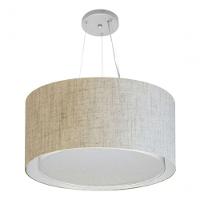 Lustre Pendente Cilíndrico Duplo Md-4300 Cúpula Em Tecido 50x30cm Rustico Bege - Bivolt - 1