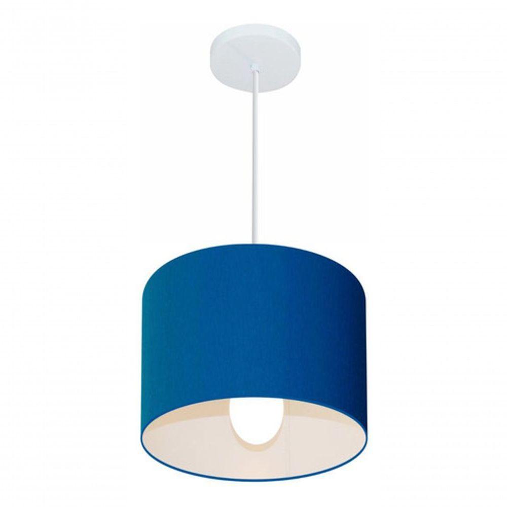 Lustre Pendente Cilíndrico Md-4054 Cúpula Em Tecido 30x21cm Azul Marinho - Bivolt - 3