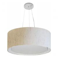 Lustre Pendente Cilíndrico Duplo Md-4124 Cúpula Em Tecido 50x25cm Linho Bege - Bivolt - 3