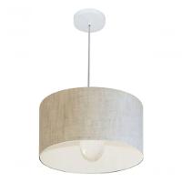 Lustre Pendente Cilíndrico Md-4031 Cúpula Em Tecido 40x21cm Rustico Bege - Bivolt - 5