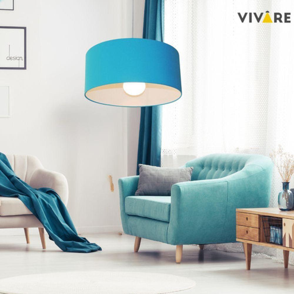 Lustre Pendente Cilíndrico Md-4052 Cúpula Em Tecido 50x21cm Azul Turquesa - Bivolt - 6