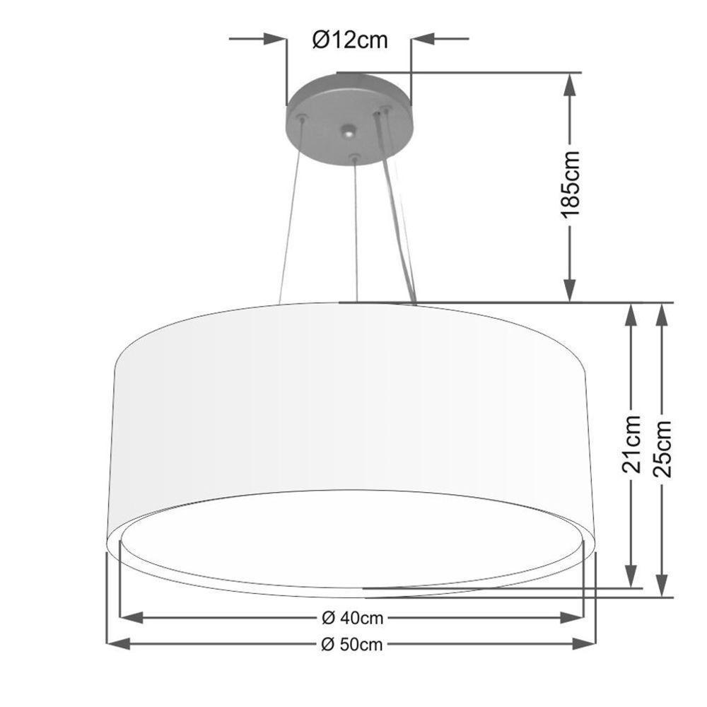 Lustre Pendente Cilíndrico Duplo Md-4124 Cúpula Em Tecido 50x25cm Rustico Cinza - Bivolt - 2
