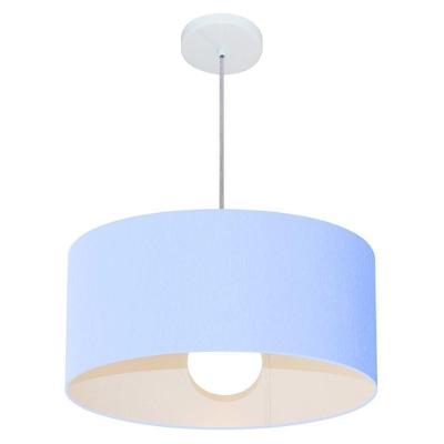 Lustre Pendente Cilíndrico Md-4052 Cúpula Em Tecido 50x21cm Azul Bebê - Bivolt