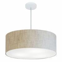 Lustre Pendente Cilíndrico Md-4079 Cúpula Em Tecido 60x21cm Rustico Bege - Bivolt - 1