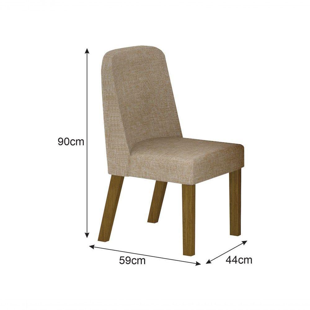 Conjunto Sala De Jantar Mesa Orgânica Com Vidro 180cm Com 6 Cadeiras Pé Madeira Isis Freijó/off White/linho Palha - 5