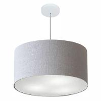 Lustre Pendente Cilíndrico Md-4101 Cúpula Em Tecido 60x30cm Rustico Cinza - Bivolt - 1