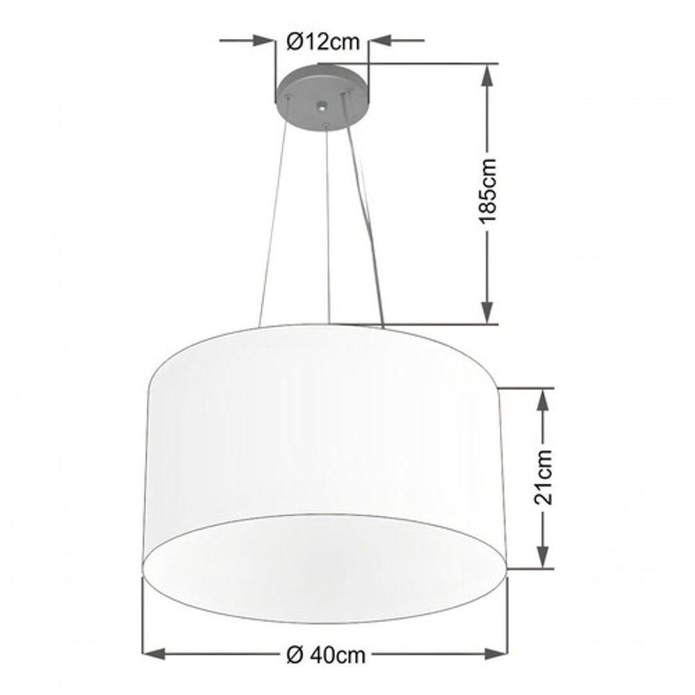 Lustre Pendente Cilíndrico Md-4009 Cúpula Em Tecido 40x21cm Rustico Bege - Bivolt - 4