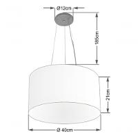 Lustre Pendente Cilíndrico Md-4009 Cúpula Em Tecido 40x21cm Rustico Bege - Bivolt - 4