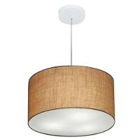Lustre Pendente Cilíndrico Md-4019 Cúpula Em Tecido 40x21cm Palha - Bivolt - 1