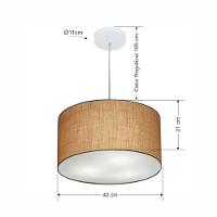 Lustre Pendente Cilíndrico Md-4019 Cúpula Em Tecido 40x21cm Palha - Bivolt - 3