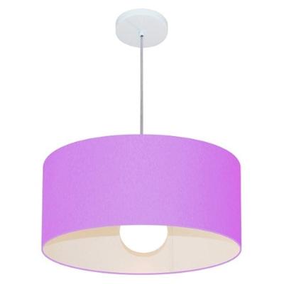 Lustre Pendente Cilíndrico Md-4052 Cúpula Em Tecido 50x21cm Lilás - Bivolt