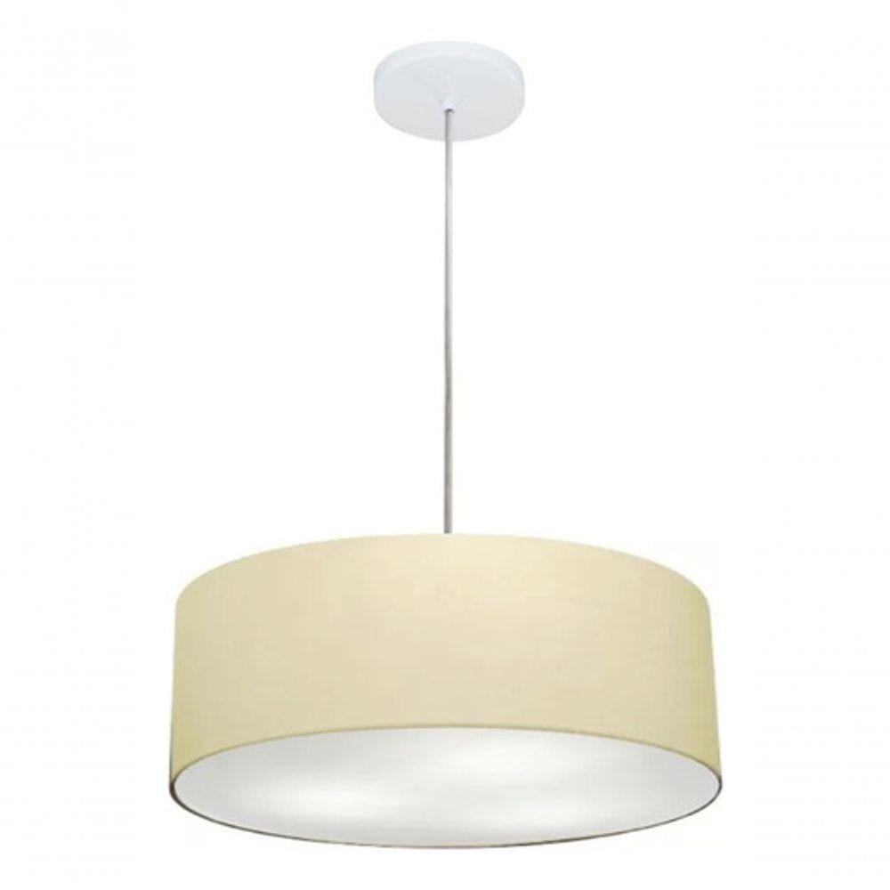 Lustre Pendente Cilíndrico Md-4132 Cúpula Em Tecido 40x15cm Algodão Crú - Bivolt - 6