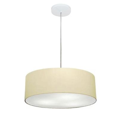 Lustre Pendente Cilíndrico Md-4132 Cúpula Em Tecido 40x15cm Algodão Crú - Bivolt