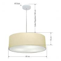 Lustre Pendente Cilíndrico Md-4132 Cúpula Em Tecido 40x15cm Algodão Crú - Bivolt