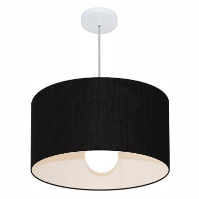 Lustre Pendente Cilíndrico Md-4069 Cúpula Em Tecido 50x30cm Preto - Bivolt