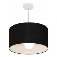 Lustre Pendente Cilíndrico Md-4069 Cúpula Em Tecido 50x30cm Preto - Bivolt