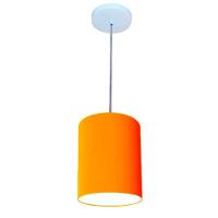 Lustre Pendente Cilíndrico Md-4012 Cúpula Em Tecido 18x25cm Laranja - Bivolt - 1