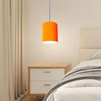 Lustre Pendente Cilíndrico Md-4012 Cúpula Em Tecido 18x25cm Laranja - Bivolt - 2