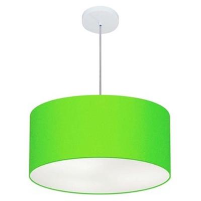 Lustre Pendente Cilíndrico Md-4100 Cúpula Em Tecido 50x25cm Verde Limão - Bivolt