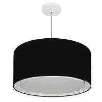 Lustre Pendente Cilíndrico Duplo Md-4288 Cúpula Em Tecido 50x30cm Preto - Bivolt - 1