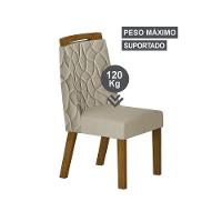 Conjunto Sala De Jantar Mesa Orgânica Com Vidro 200cm Com 6 Cadeiras Pé Mdf Dacota Off White Freijó/off White/joli Palha - 5