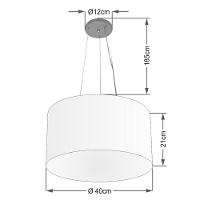 Lustre Pendente Cilíndrico Md-4009 Cúpula Em Tecido 40x21cm Café - Bivolt - 2