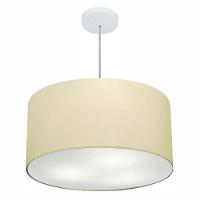 Lustre Pendente Cilíndrico Md-4080 Cúpula Em Tecido 60x30cm Algodão Crú - Bivolt - 1