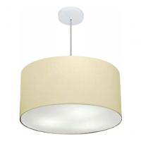 Lustre Pendente Cilíndrico Md-4080 Cúpula Em Tecido 60x30cm Algodão Crú - Bivolt