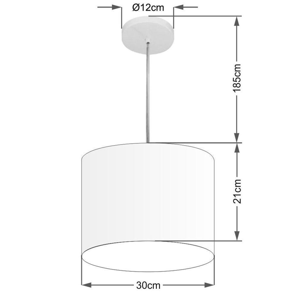 Lustre Pendente Cilíndrico Md-4054 Cúpula Em Tecido 30x21cm Linho Bege - Bivolt - 2