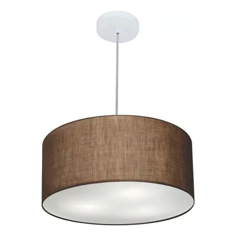 Lustre Pendente Cilíndrico Md-4100 Cúpula Em Tecido 50x25cm Café - Bivolt - 4