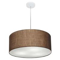 Lustre Pendente Cilíndrico Md-4100 Cúpula Em Tecido 50x25cm Café - Bivolt - 1