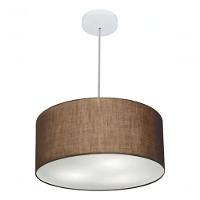 Lustre Pendente Cilíndrico Md-4100 Cúpula Em Tecido 50x25cm Café - Bivolt