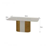 Conjunto Sala De Jantar Mesa Com Vidro 180cm Com 6 Cadeiras Pé Mdf Dacota Freijó Off White/off White/joli Chumbo - 2