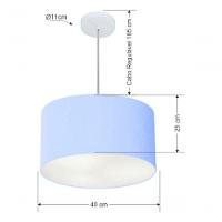 Lustre Pendente Cilíndrico Md-4099 Cúpula Em Tecido 40x25cm Azul Bebê - Bivolt - 5