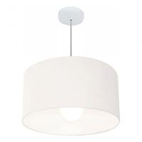 Lustre Pendente Cilíndrico Md-4069 Cúpula Em Tecido 50x30cm Branco - Bivolt