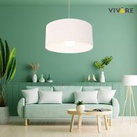 Lustre Pendente Cilíndrico Md-4069 Cúpula Em Tecido 50x30cm Branco - Bivolt - 6