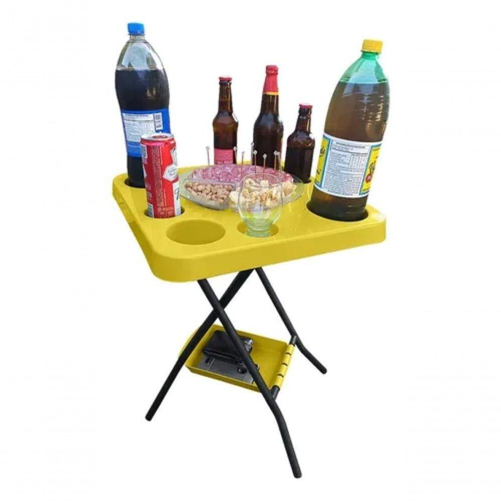 Mesa Mesinha Petisqueira Dobrável Portátil Cerveja Churrasco Amarela - 2
